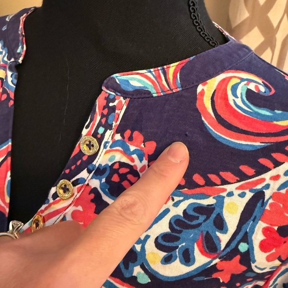Lilly Pulitzer Pink/Blue Coral Pima Cotton Long Sleeve Knee Length Dress Size XS - Picture 11 of 11